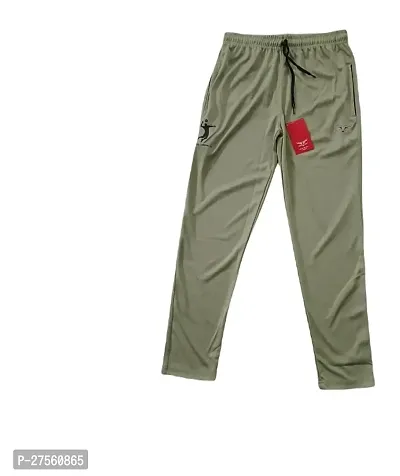 Elegant Green Cotton Solid Track Pants For Men-thumb0