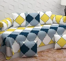 Shverira Style Premium Microfiber Fabric Set of 8 Pc Diwan Set - 1 Pc Diwan Sheet, 5 Pc Cushion Covers and 2 Pc Bolster Covers; Multicolor-thumb1