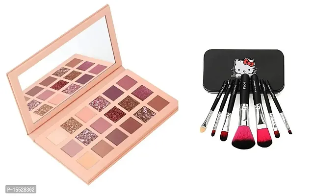 Premium Multi 18 colors Eye Shadow Palette with Premium Makeup Brushes 7 Pieces