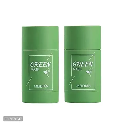 Green Tea Cleansing Mask Stick for Face(2 piece) For Blackheads Whiteheads Oil Control  Anti-Acne | Green Mask Stick for Men and Women-thumb0