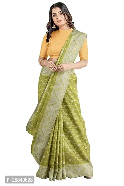 Elegant Multicoloured Cotton Saree With Blouse Piece For Women-thumb0