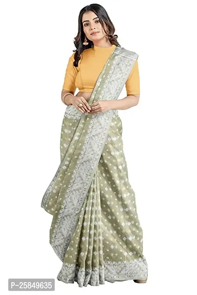 Elegant Multicoloured Cotton Saree With Blouse Piece For Women-thumb0