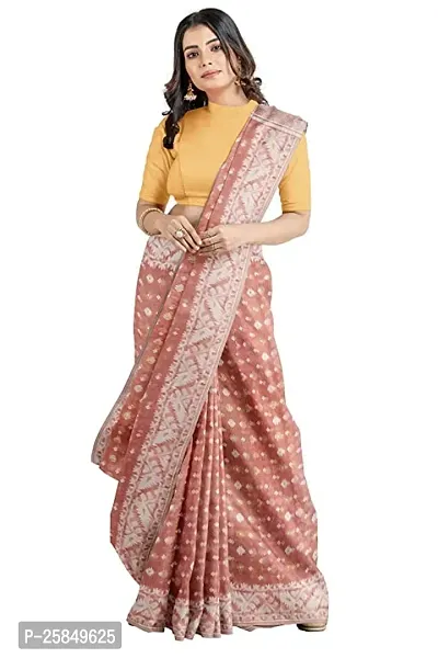 Elegant Multicoloured Cotton Saree With Blouse Piece For Women-thumb0