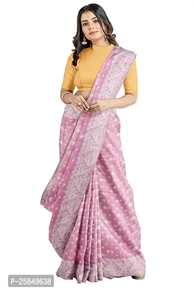 Elegant Multicoloured Cotton Saree With Blouse Piece For Women-thumb0