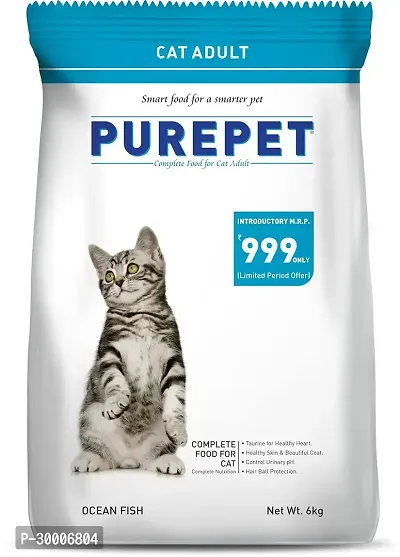 Purepet Adult Dry Cat Food Ocean Fish Flavour six kg ,  Pack1-thumb0