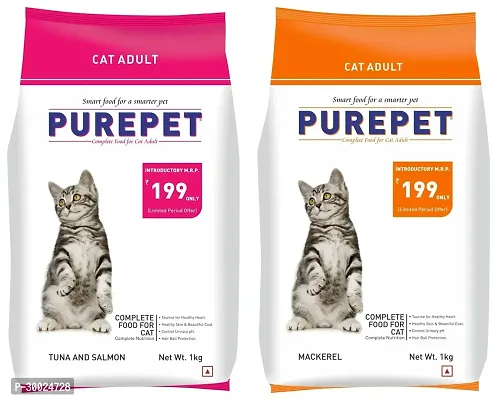 Purepet Tuna  Salmon Adult Dry Cat Food, 1 kg,Purepet Mackerel Adult Dry Cat Food, 1 kg-thumb0