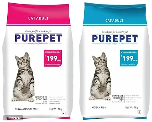 Purepet Tuna  Salmon Adult Dry Cat Food, 1 kg,Purepet ocen fish Adult Dry Cat Food, 1 kg-thumb0