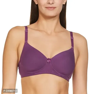 Stylish Purple Cotton Spandex Solid Bra For Women