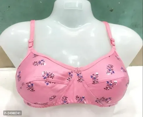 Stylish Pink Cotton Printed Bra For Women