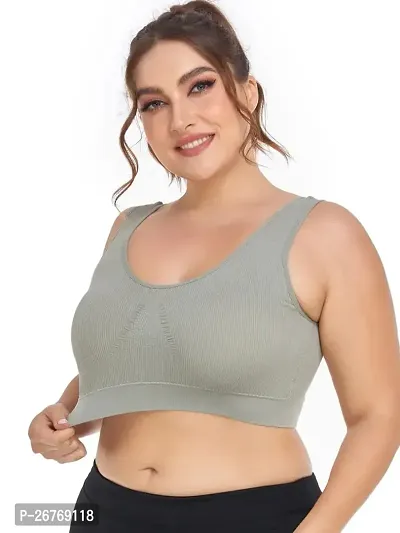 GREY COLOUR Cotton Sports Bra - Non-Padded • Wirefree (pack of 1)-thumb0