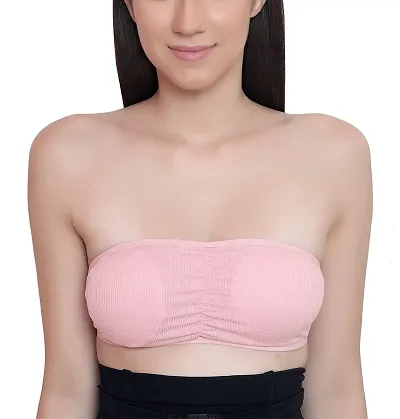 Pack Of 1 Women's Wire Free, Strapless, Non-Padded Tube Bra(Pink)