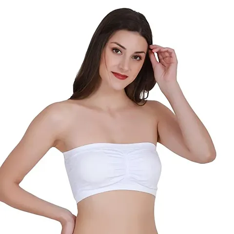 Pack Of 1 Women's Wire Free, Strapless, Non-Padded Tube Bra(White)