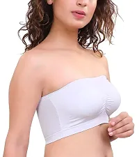 Pack Of 1 Women's Cotton Lycra Wire Free, Strapless, Non-Padded Tube Bra(White)-thumb1
