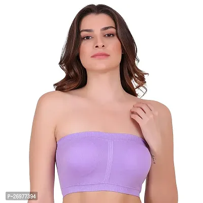 Pack Of 1 Women's Cotton Wire Free, Strapless, Non-Padded Tube Bra(Purple)
