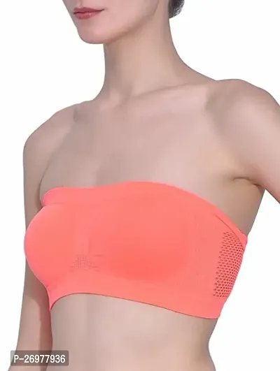 Pack Of 1 Women's Cotton Wire Free, Strapless, Non-Padded Tube Bra(Peach)