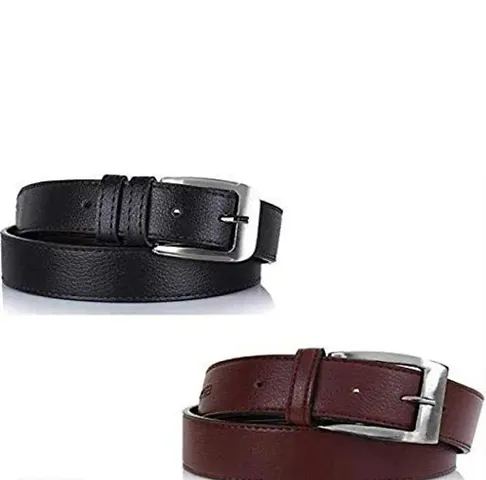 Pack Of 2 Top Grain Genuine Leather Belt for Men Casual Jeans Belt for Men(Black, Brown)