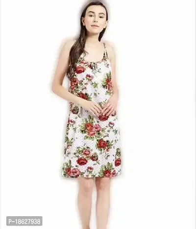 Comfortable White Satin Floral Nightdress