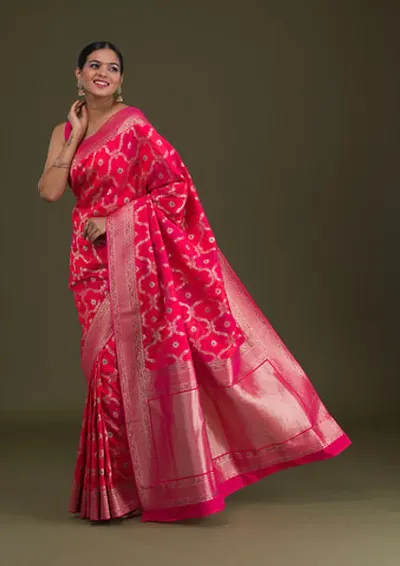 Attractive Cotton Silk Saree with Blouse piece 