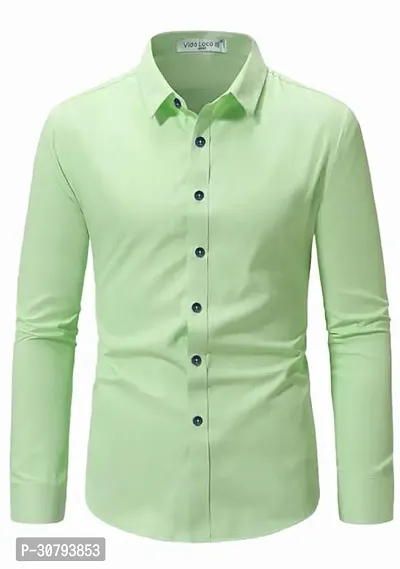 Stylish Green Cotton Blend Solid Casual Shirt For Men-thumb0