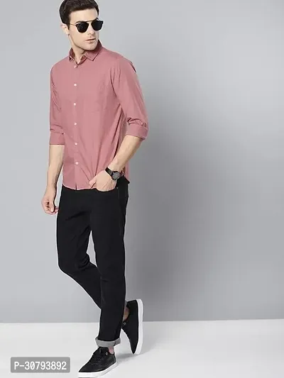 Stylish Peach Cotton Blend Solid Casual Shirt For Men-thumb0