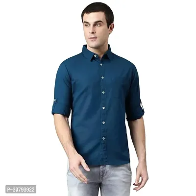 Stylish Green Cotton Blend Solid Casual Shirt For Men-thumb0