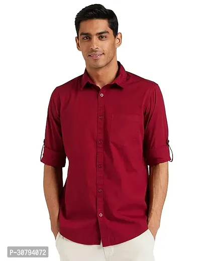 Stylish Brown Cotton Blend Solid Casual Shirt For Men-thumb0