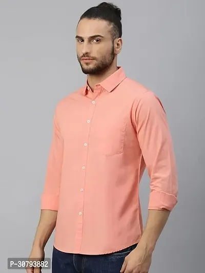 Stylish Orange Cotton Blend Solid Casual Shirt For Men-thumb0