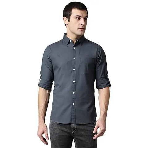 Stylish Blend Solid Casual Shirt For Men