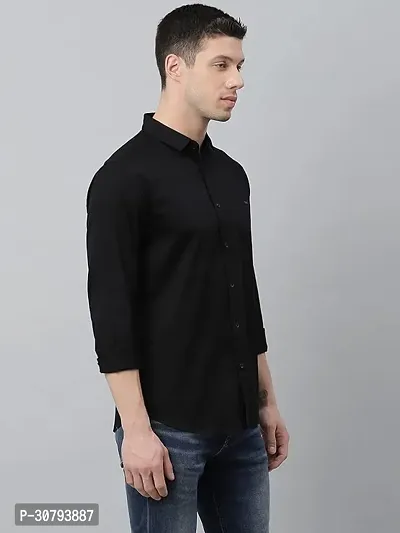 Stylish Black Cotton Blend Solid Casual Shirt For Men-thumb0