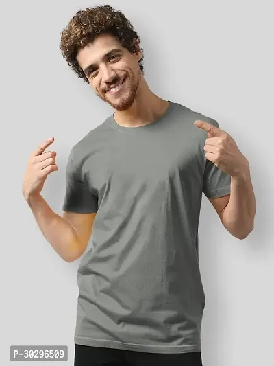 Men Solid Round Neck Pure Cotton  TShirt colour Grey