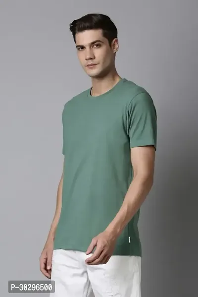 Men Solid Round Neck Pure Cotton  TShirt colour Green-thumb0