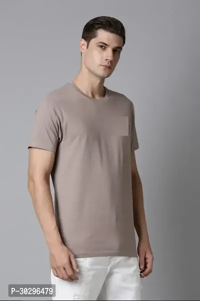 Men Solid Round Neck Pure Cotton  TShirt colour Grey-thumb0