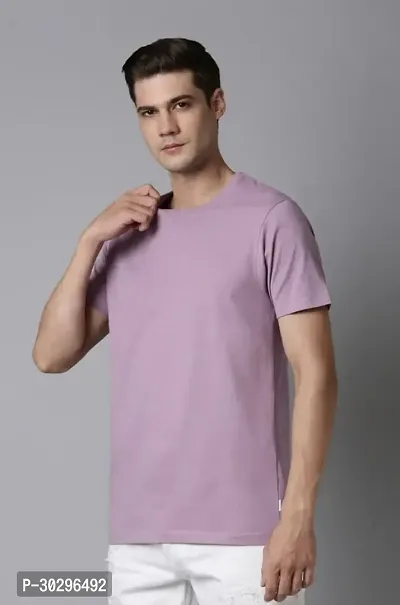 Men Solid Round Neck Pure Cotton  TShirt colour Purple