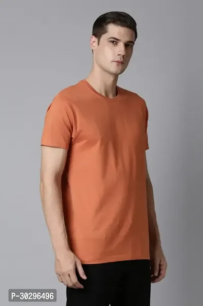 Men Solid Round Neck Pure Cotton  TShirt colour Orange