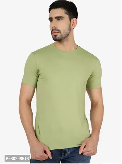 Men Solid Round Neck Pure Cotton  TShirt colour Green