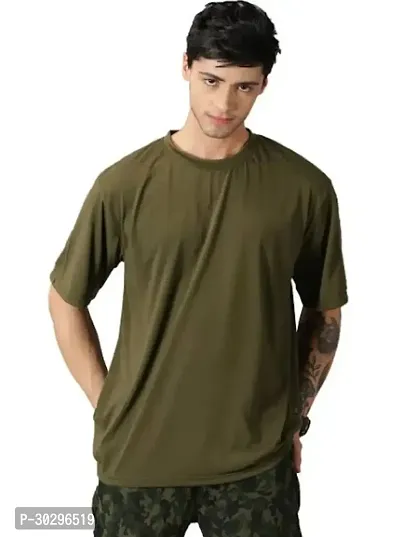 Men Solid Round Neck Pure Cotton  TShirt colour Green-thumb0