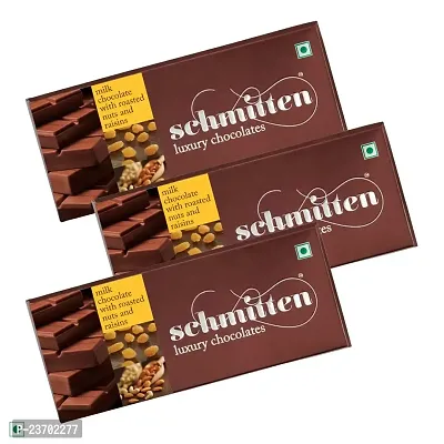 Schmitten Luxury Milk Chocolate Roasted Nuts And Raisins, 70 gm (Pack Of 3)