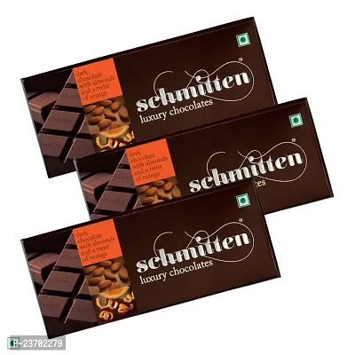 Schmitten Luxury Dark Chocolate Almond And A Twist Of Orange, 70 gm (Pack Of 3)