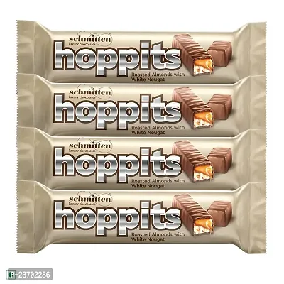 Schmitten Hoppits Roasted Almonds With White Nougat Filled Real Milk Chocolate Bar, 40 gm (Pack Of 4)