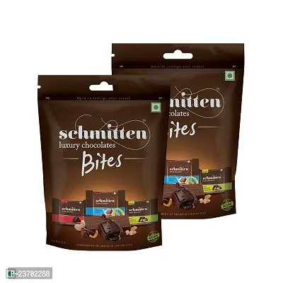 Schmitten Home Bites Assorted Dark And Milk Chocolates Minis - Pack Of 2, 140 gm Pouch Each, Premium Selection