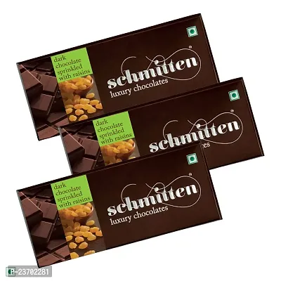 Schmitten Luxury Dark Chocolate Sprinkled With Raisin, 70 gm (Pack Of 3)