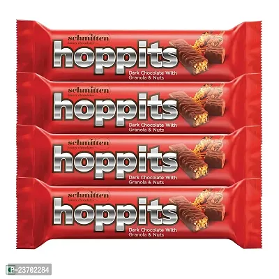 Schmitten Hoppits Granola And Nuts Filled Real Dark Chocolate Bar, 40 gm (Pack Of 4)