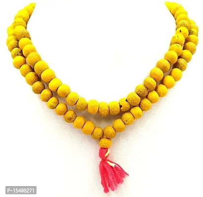 YouthPoint Haldi Mala for Pooja 108 Beads Original gath for jaap jap Pure in Jewellery Wooden Yellow moti Mala