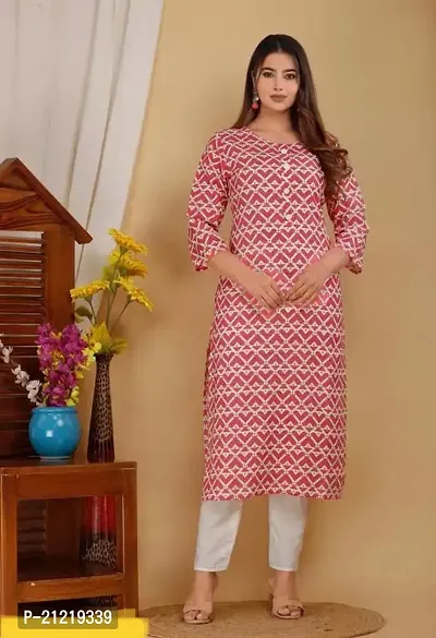 Women stylish Rayon Printed Straight Kurta-thumb0