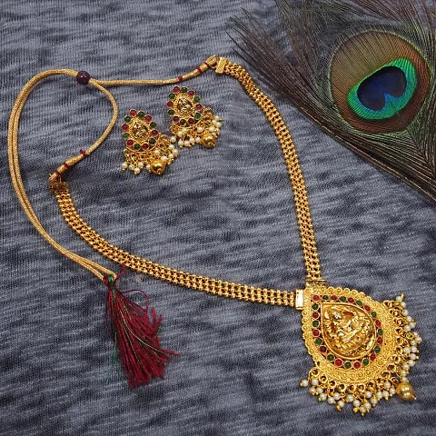 Gold Plated Alloy Temple Jewellery Set
