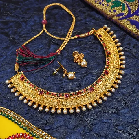 Beautiful Designer Ethnic Gold Plated Temple Jewellery Set