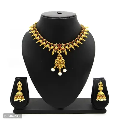 Elite Stylish Golden Alloy Necklace Set For Women