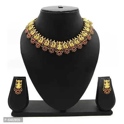 Elite Stylish Golden Alloy Necklace Set For Women-thumb0