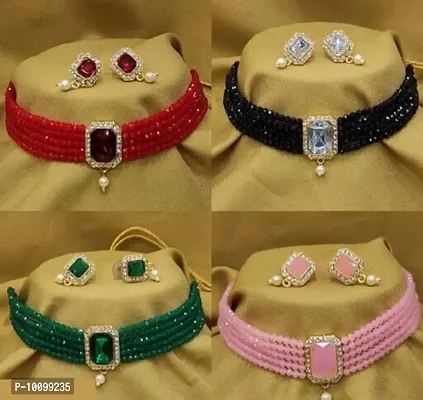 Stylish Multicoloured Alloy  Jewellery Set For Women Combo Of 4-thumb0