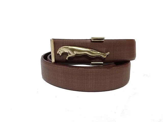 panvi Sales® Stylish Men's Leather Belt Buckle (Golden and Brown